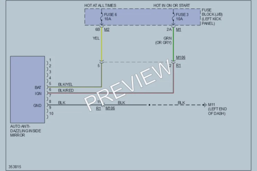 2011 Nissan GTR Power Mirrors wiring diagram preview