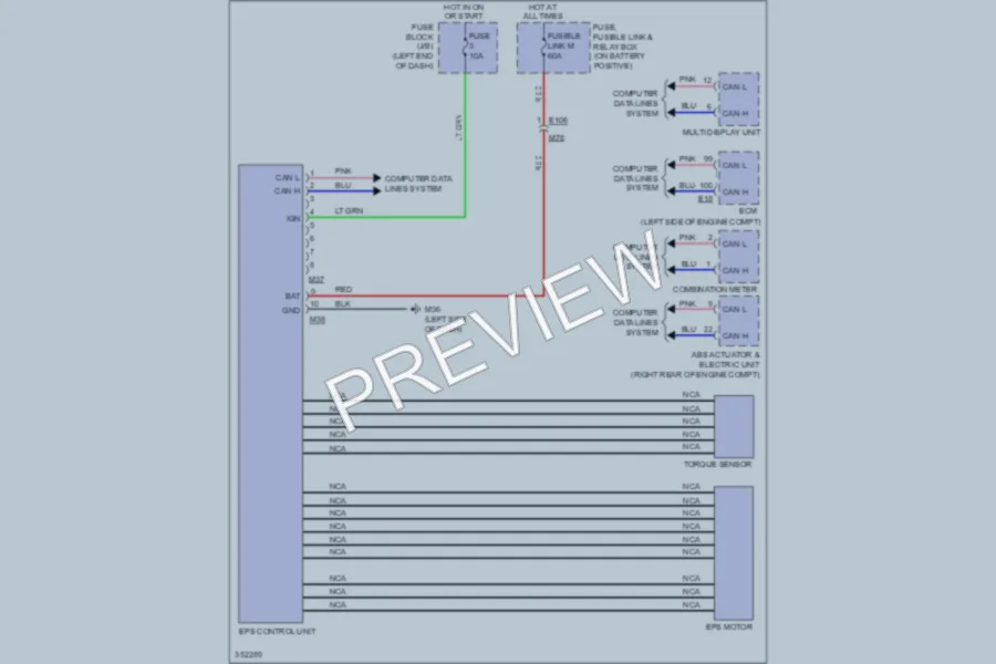 2011 Nissan JUKE Electronic Power Steering wiring diagram preview