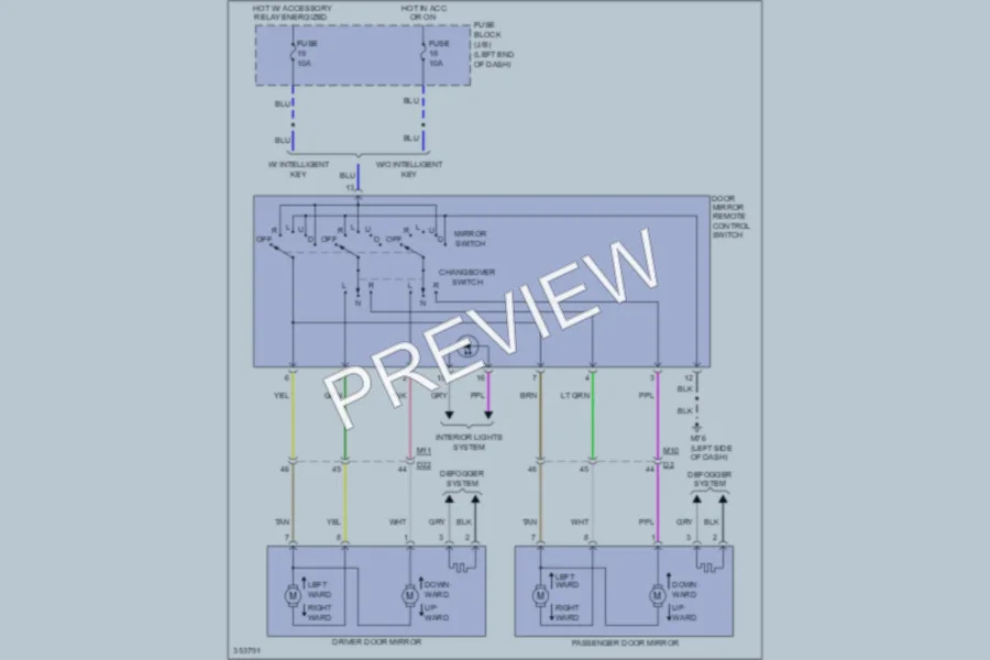 2011 Nissan JUKE Power Mirrors wiring diagram preview