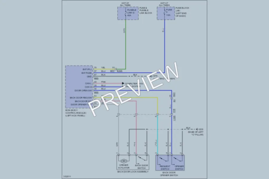 2011 Nissan JUKE Trunk Tailgate Fuel Door wiring diagram preview