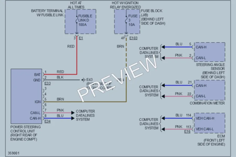 2011 Nissan Quest Electronic Power Steering wiring diagram preview