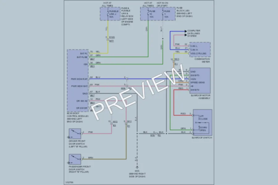 2011 Nissan Rogue Power Top Sunroof wiring diagram preview