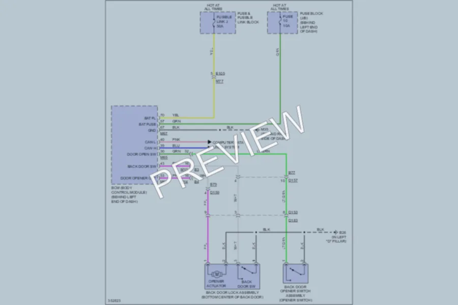 2011 Nissan Rogue Trunk Tailgate Fuel Door wiring diagram preview