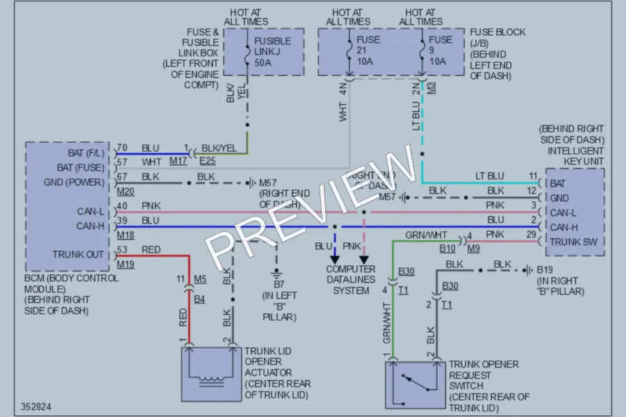 2011 Nissan Sentra Trunk Tailgate Fuel Door wiring diagram preview