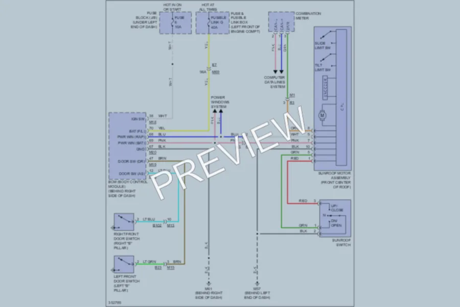 2011 Nissan Versa Power Top Sunroof wiring diagram preview