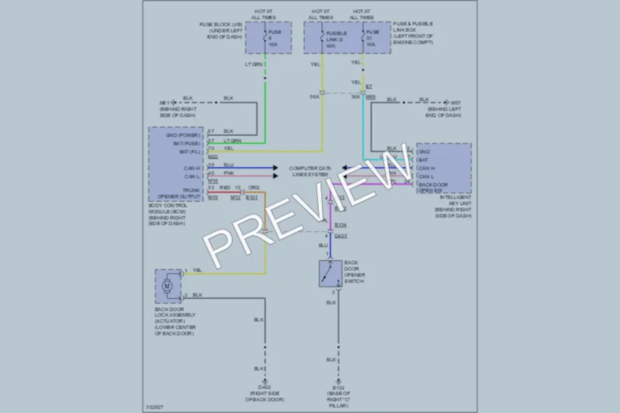 2011 Nissan Versa Trunk Tailgate Fuel Door wiring diagram preview
