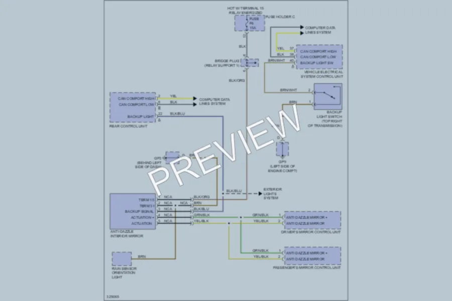 2011 Porsche Boxster Power Mirrors wiring diagram preview