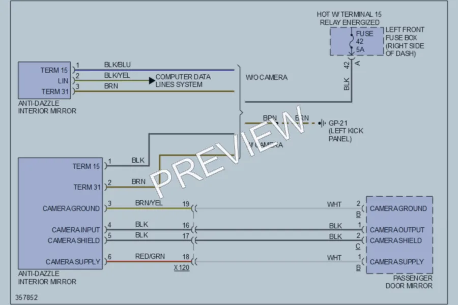 2011 Porsche CayenneHybrid Power Mirrors wiring diagram preview