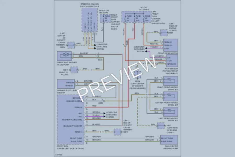 2011 Porsche Panamera Wiper Washer wiring diagram preview
