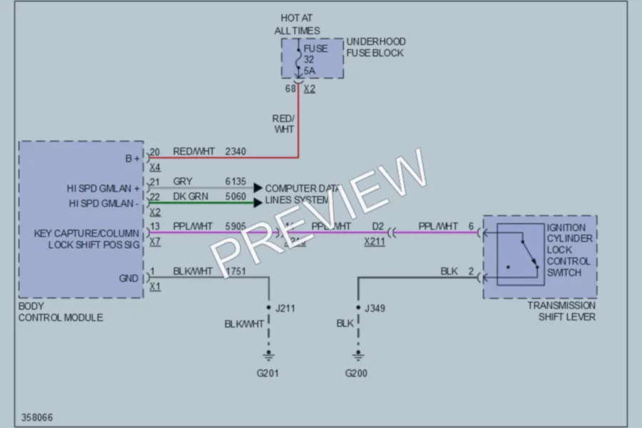 2011 Saab 94X Shift Interlock wiring diagram preview