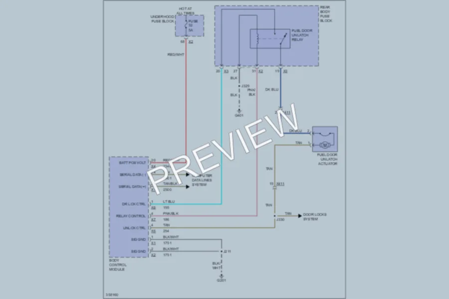 2011 Saab 94X Trunk Tailgate Fuel Door wiring diagram preview