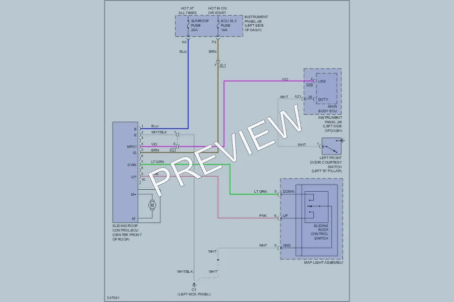 2011 Scion xB Power Top Sunroof wiring diagram preview
