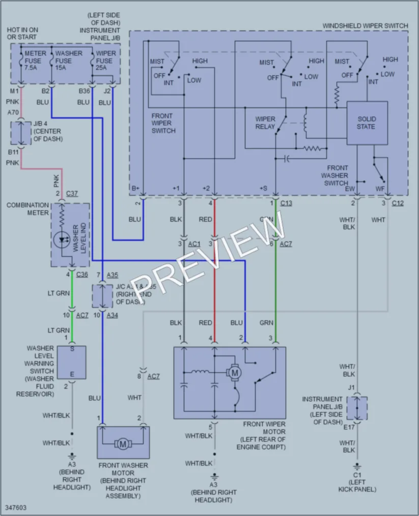 2011 Scion xB Wiper Washer wiring diagram preview