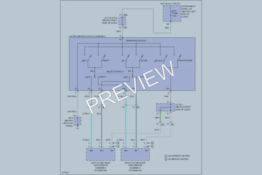 2011 Scion xD Power Mirrors wiring diagram preview