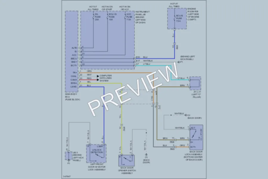 2011 Scion xD Trunk Tailgate Fuel Door wiring diagram preview