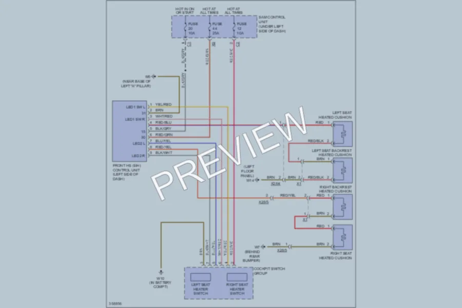 2011 Smart fortwo Power Seats wiring diagram preview
