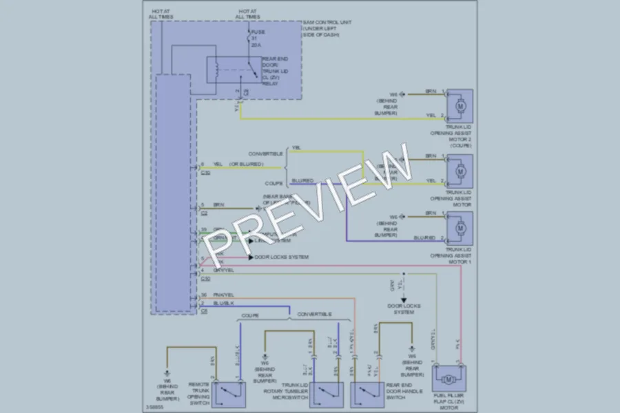 2011 Smart fortwo Trunk Tailgate Fuel Door wiring diagram preview