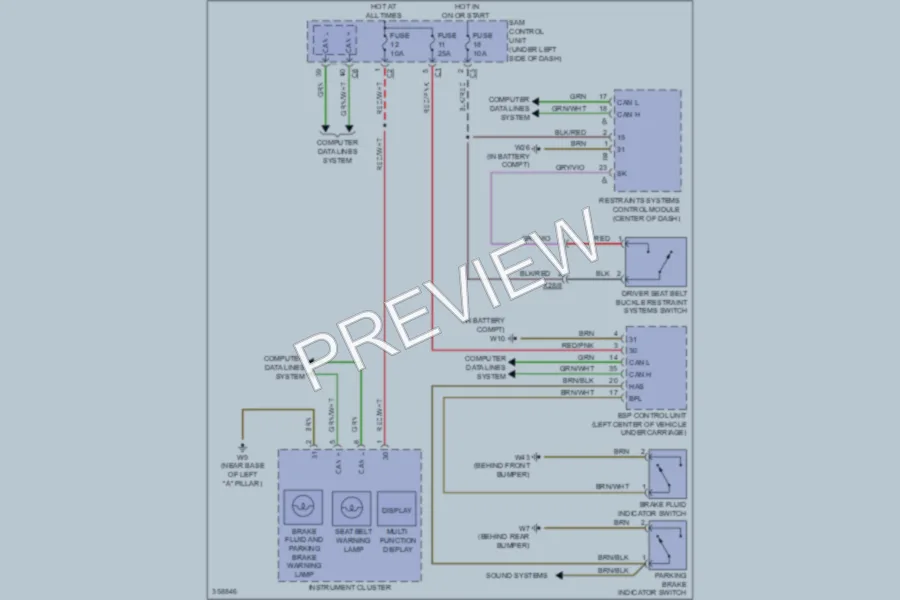 2011 Smart fortwo Warning Systems wiring diagram preview
