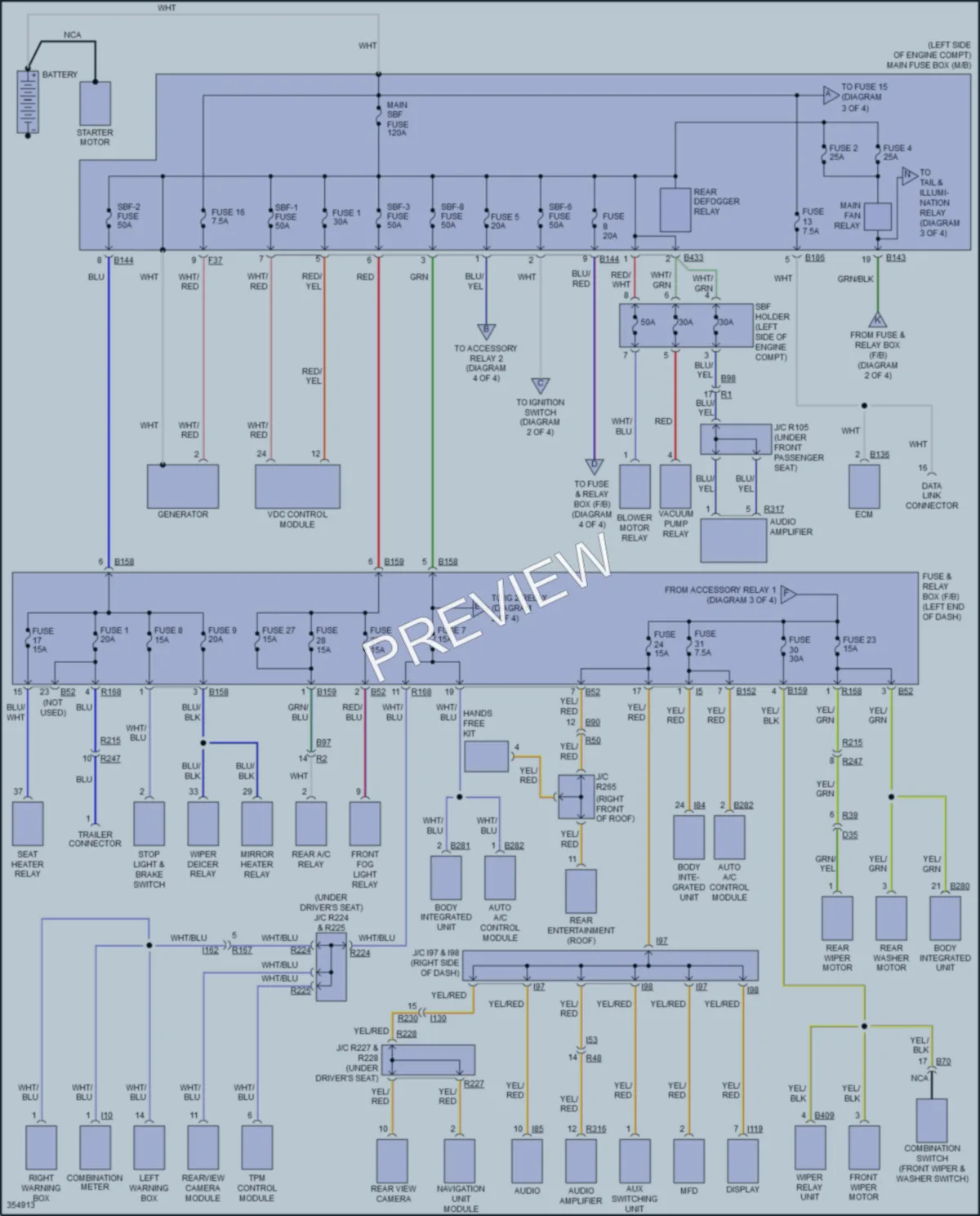 2011 Subaru Tribeca Power Distribution wiring diagram preview