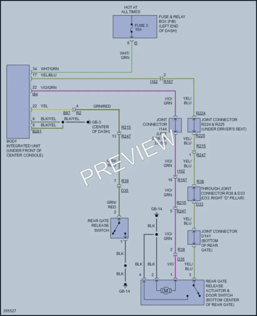2011 Subaru Tribeca Trunk Tailgate Fuel Door wiring diagram preview
