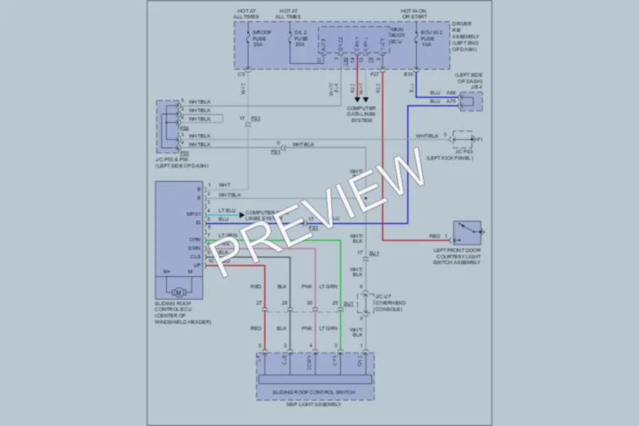 2011 Toyota 4Runner Power Top Sunroof wiring diagram preview