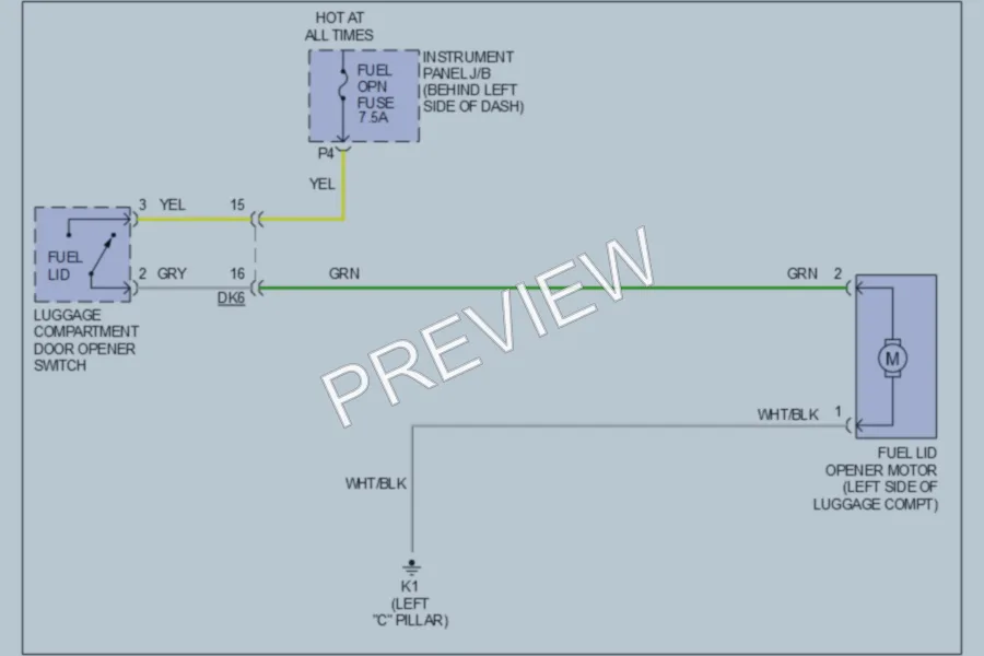 2011 Toyota Avalon Trunk Tailgate Fuel Door wiring diagram preview
