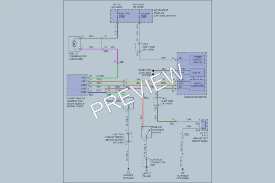 2011 Toyota Camry Trunk Tailgate Fuel Door wiring diagram preview