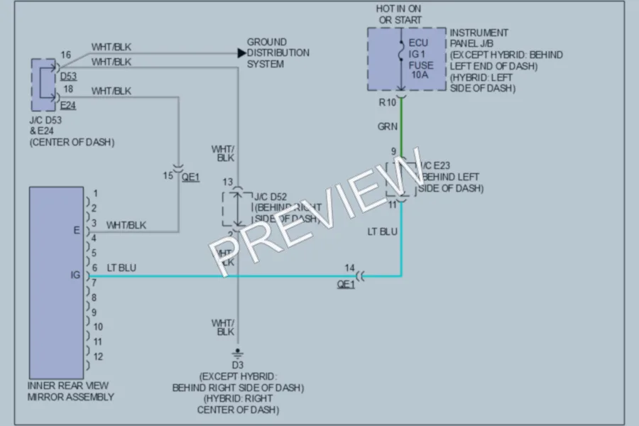 2011 Toyota HighlanderHybrid Power Mirrors wiring diagram preview
