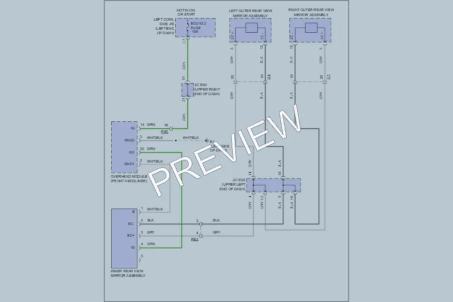 2011 Toyota LandCruiser Power Mirrors wiring diagram preview