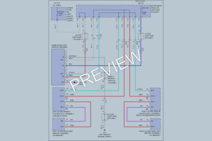 2011 Toyota Sienna Power Mirrors wiring diagram preview