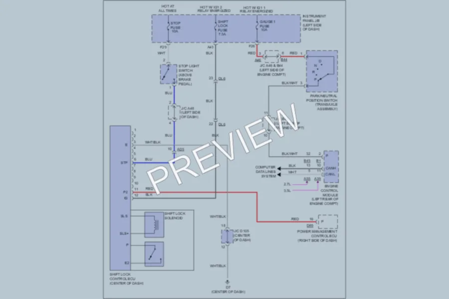 2011 Toyota Sienna Shift Interlock wiring diagram preview