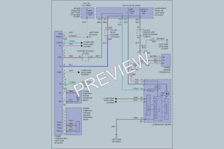 2011 Toyota Yaris Electronic Power Steering wiring diagram preview