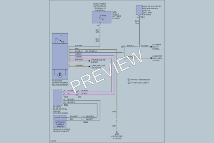 2011 Volkswagen Golf Power Mirrors wiring diagram preview