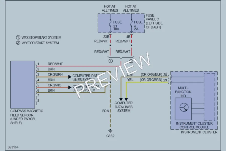 2011 Volkswagen 4D Sedan Instrument Cluster wiring diagram preview