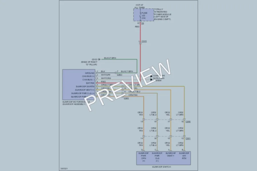 2011 Volkswagen Routan Power Top Sunroof wiring diagram preview