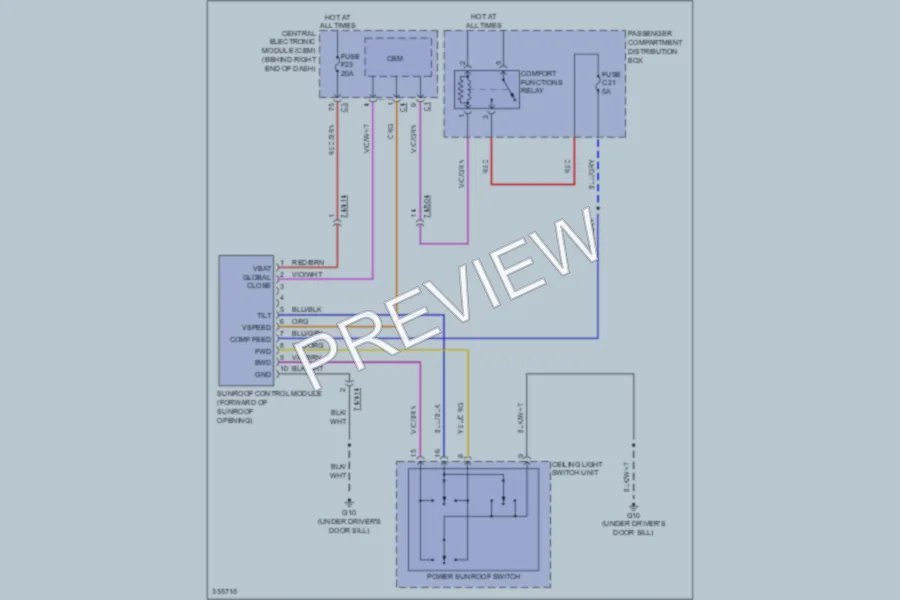 2011 Volvo S80 Power Top Sunroof wiring diagram preview