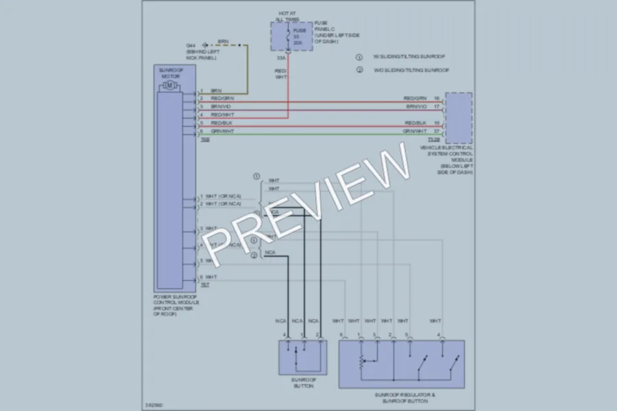 2012 Audi A3 Power Top Sunroof wiring diagram preview