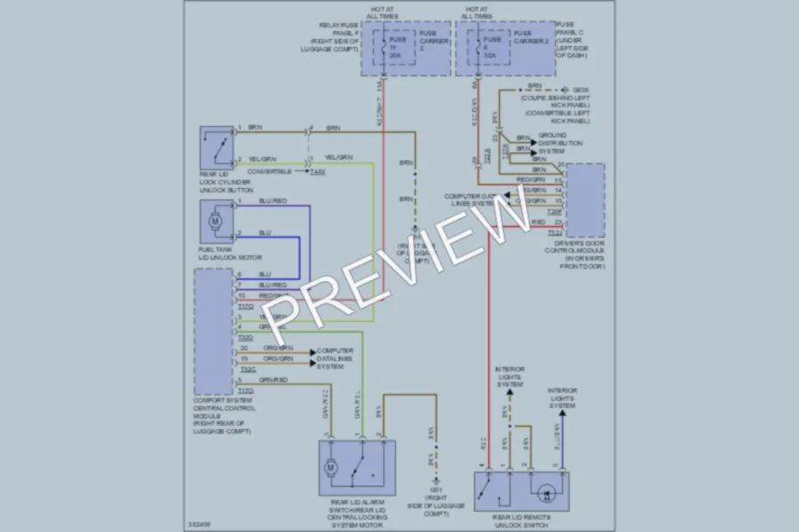 2012 Audi A5 Trunk Tailgate Fuel Door wiring diagram preview