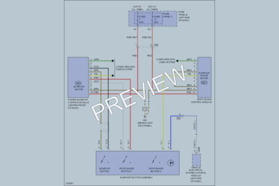2012 Audi A6 Power Top Sunroof wiring diagram preview