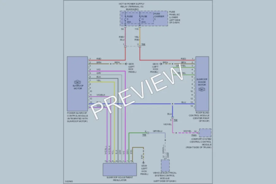 2012 Audi Q5 Power Top Sunroof wiring diagram preview