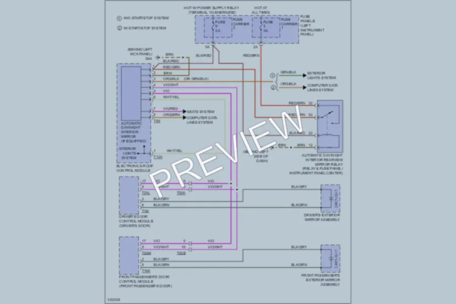 2012 Audi Q7 Power Mirrors wiring diagram preview