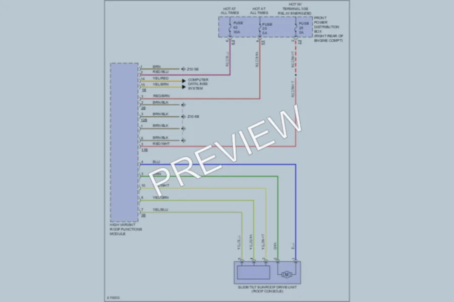 2012 BMW 320i Power Top Sunroof wiring diagram preview