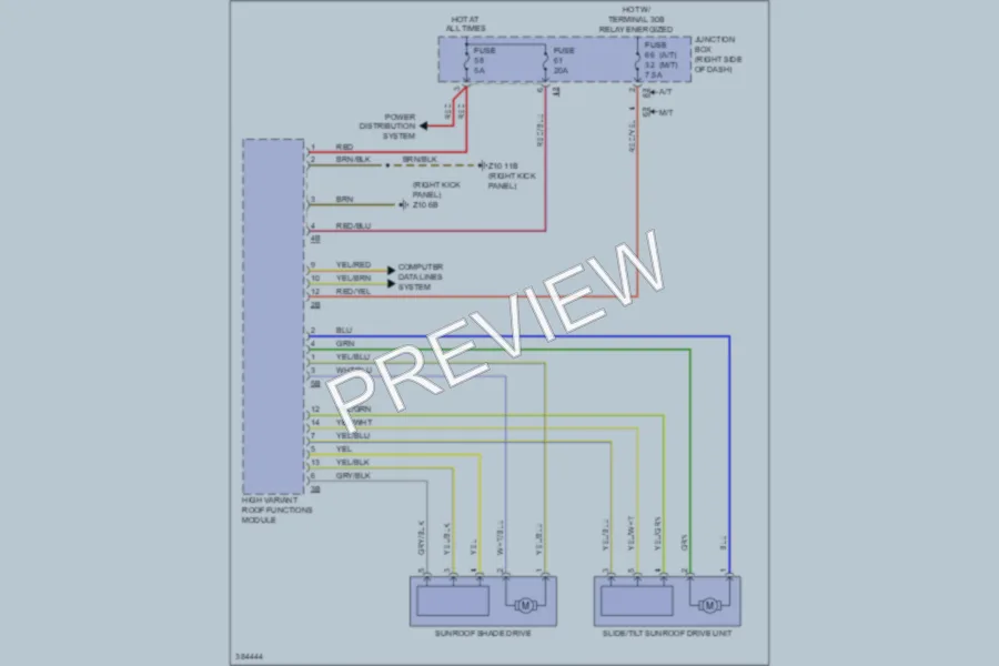 2012 BMW 528i Power Top Sunroof wiring diagram preview