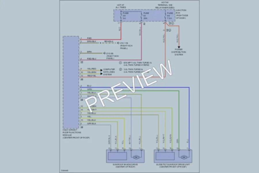 2012 BMW 750i Power Top Sunroof wiring diagram preview