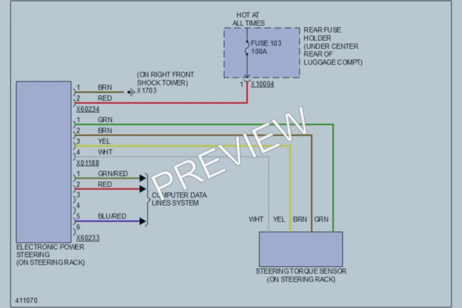 2012 BMW X1 Electronic Power Steering wiring diagram preview