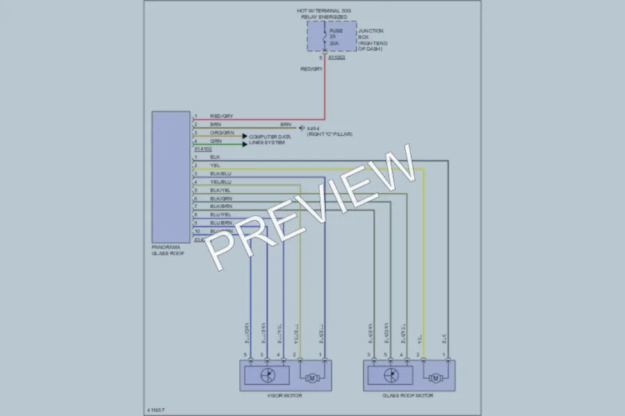 2012 BMW X1 Power Top Sunroof wiring diagram preview