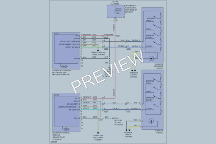 2012 Buick LaCrosse Power Top Sunroof wiring diagram preview