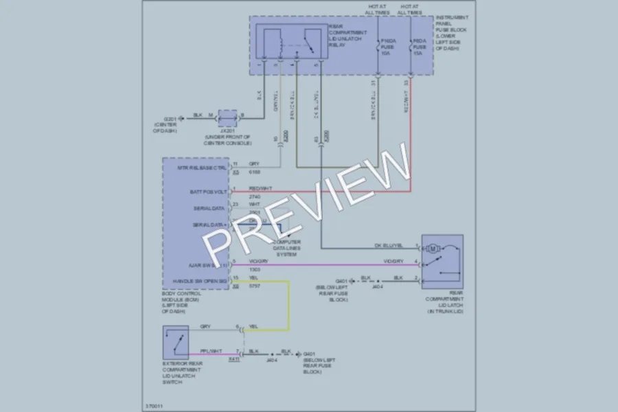 2012 Buick LaCrosse Trunk Tailgate Fuel Door wiring diagram preview