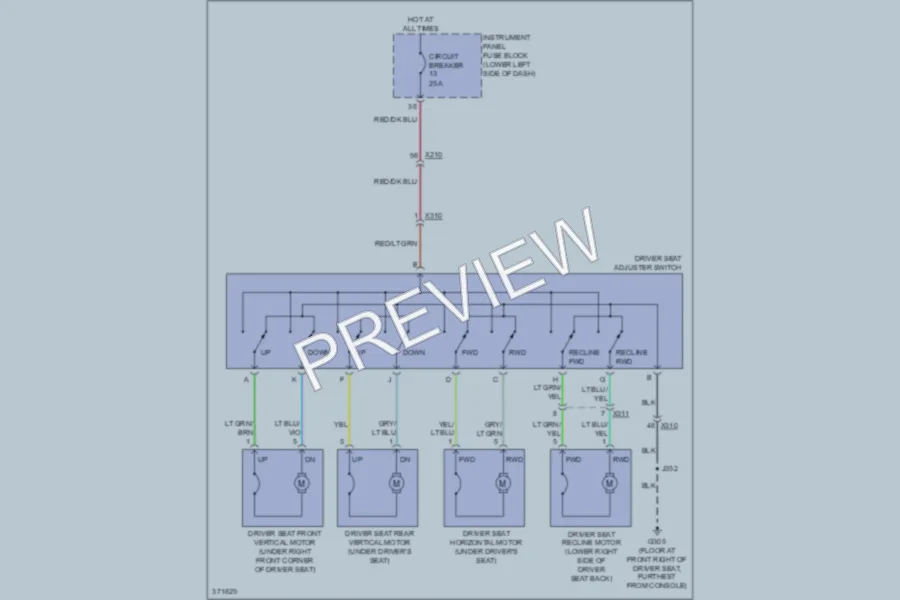 2012 Buick Regal Power Seats wiring diagram preview