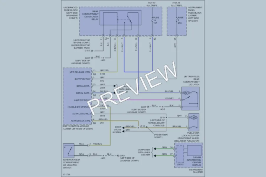 2012 Buick Regal Trunk Tailgate Fuel Door wiring diagram preview